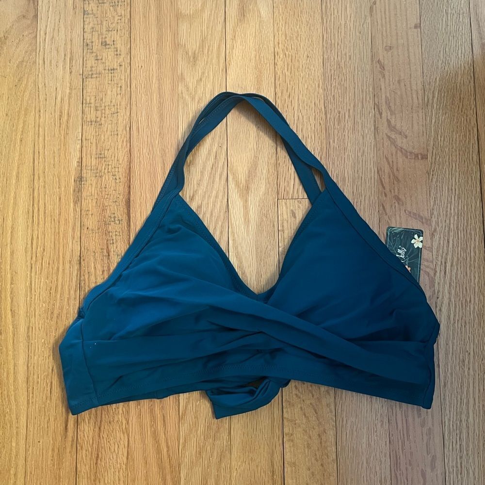 Blooming Jelly Teal Halter Bikini Top